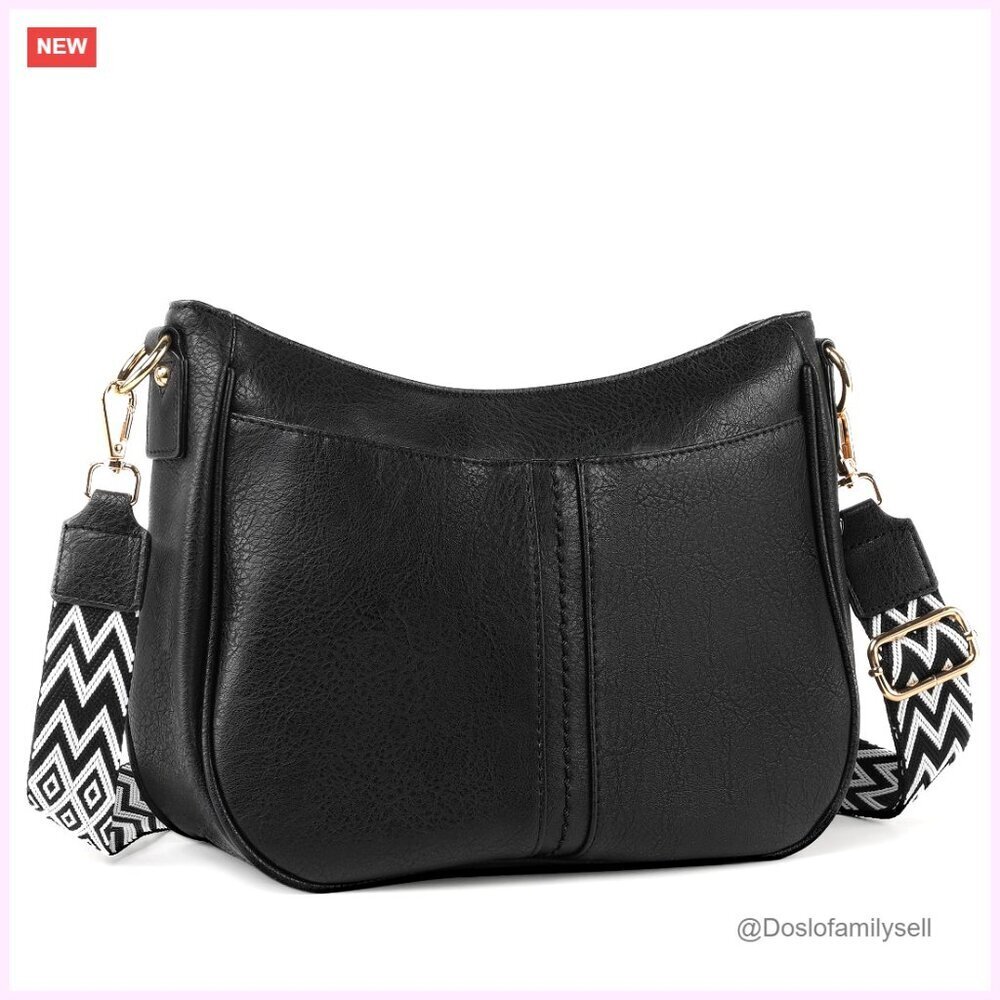 Vegan Leather Crossbody Bag with Adjustable Strap, Spacious Interior